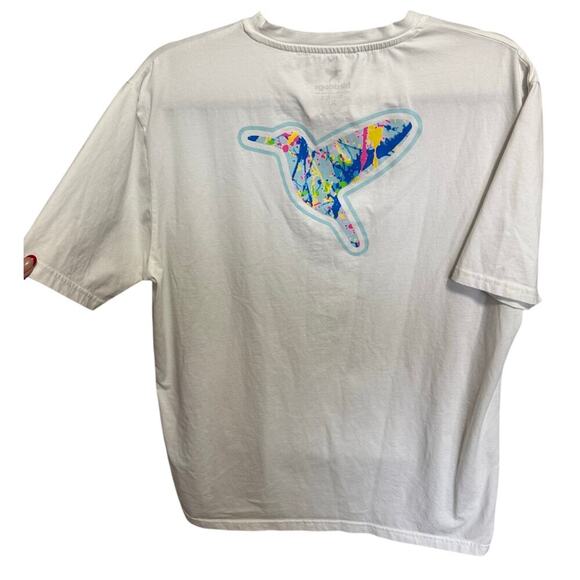 Birddogs Splatter Graphic Tee Shirt Short Sleeves Crewneck White Blue Size XL - Picture 5 of 10